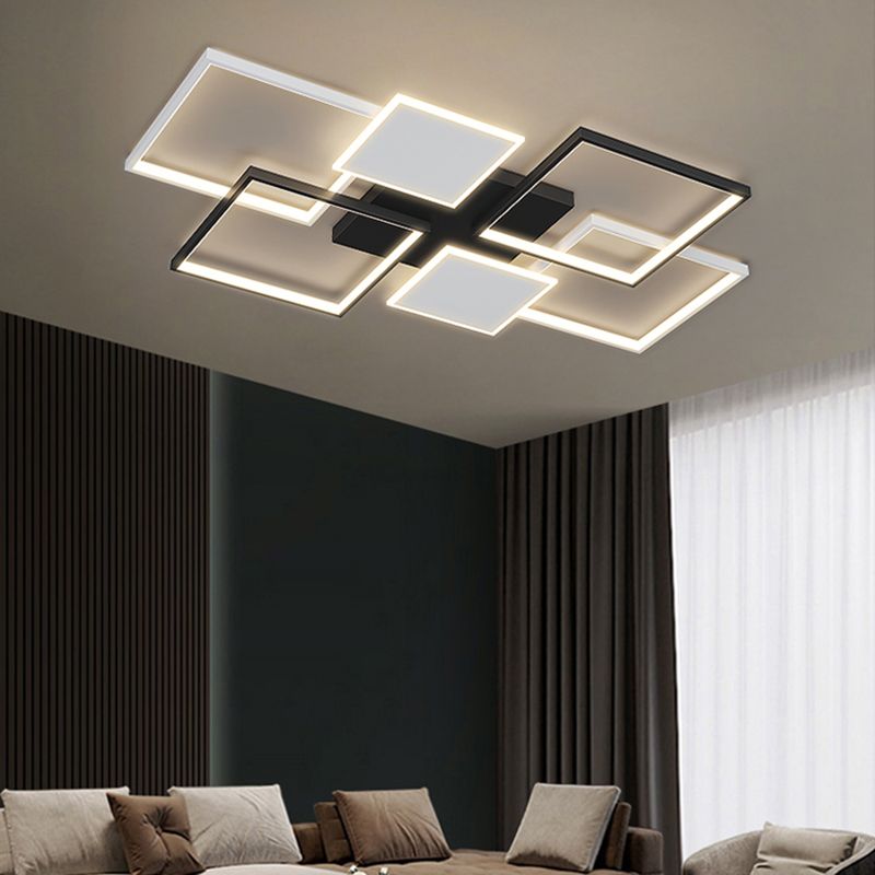 Plafonnier LED en aluminium minimaliste, plafonnier noir pour salon