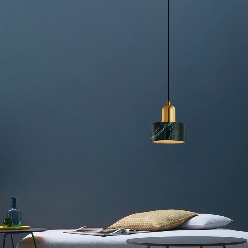 Cylinder Stone Hanging Pendant Light Minimalist-Style Hanging Lamp Kit for Bedroom