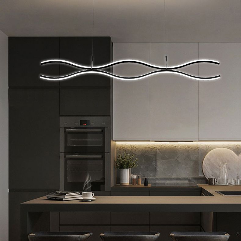 2 Light Linear Island Chandelier Modern Pendant Lighting Metal Island Lights