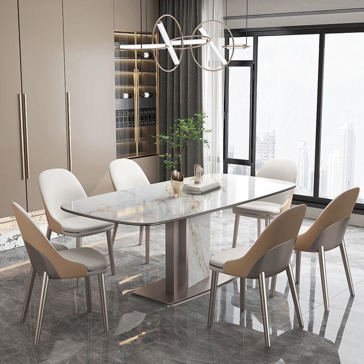 Nordic Sintered Stone Top Dining Set Rectangular 1/4/5/7 Pieces Dinette Table Set