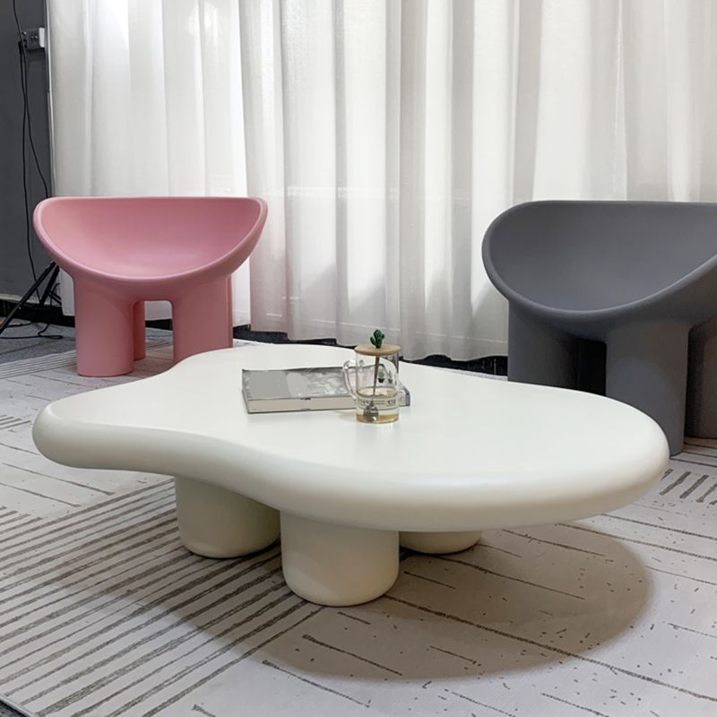 Modern Glass Steel Coffee Table with Four Legs Cocktail Table for Living Room