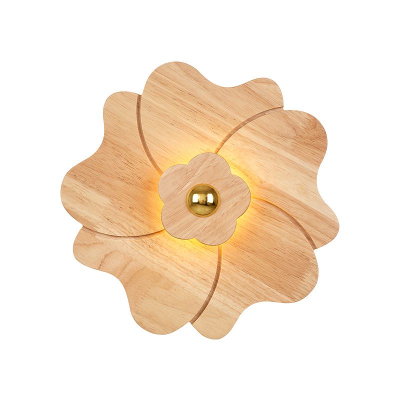 Fleur de lit de chevet clair Appiculture en bois 4 lumières