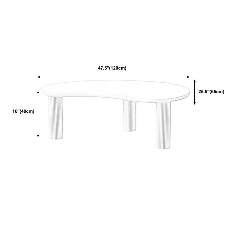 Geometric White Wood Coffee Table 3 Legs Modern Cocktail Table