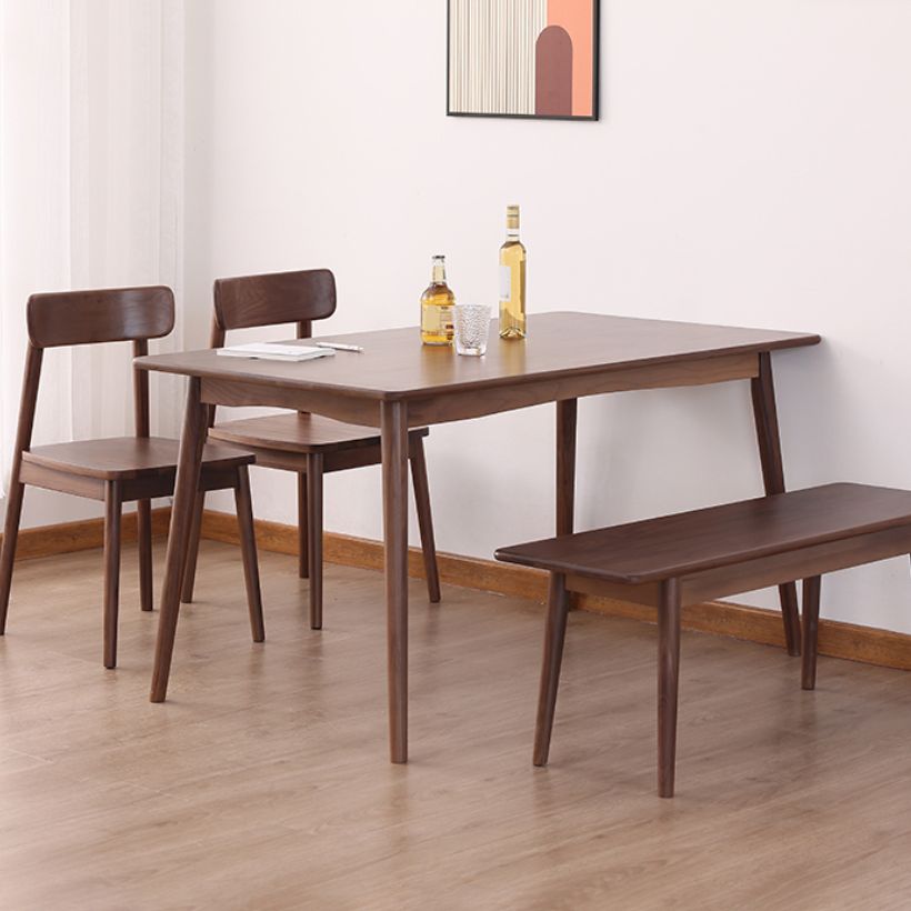 Brown Solid Wood Dining Set 1/4/5 Pieces Modern Dinette Set with Wooden Chairs