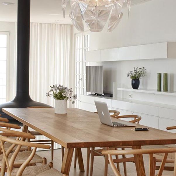 Solid Wood Contemporary Rectangular Dining Table Pine Wood Top Indoor Table