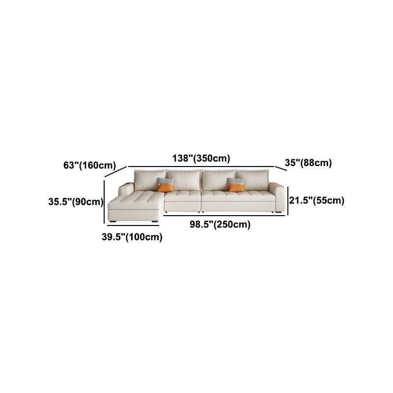 White Modern Sofa Bed with Storage USB Charging Convertible Sectional