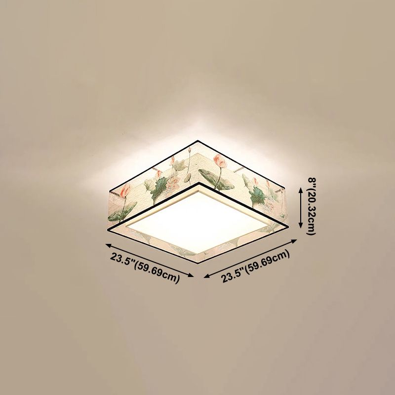 Lampe de plafond d'ombre de tissu de lumière affleurante de Style asiatique pour la salle à manger de salon