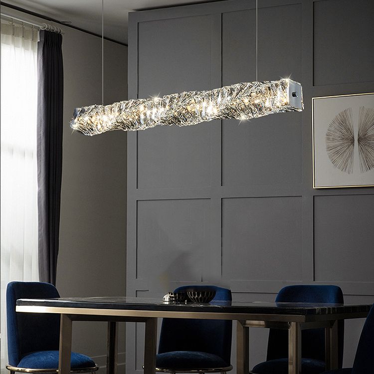 Crystal Island Light Modern LED Island Hanging Light for Dining Room