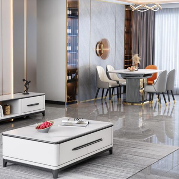 Modern Style Stone Furniture 1/5/7/9/11 Pcs Round Shape Dinette Table with Dining Chair