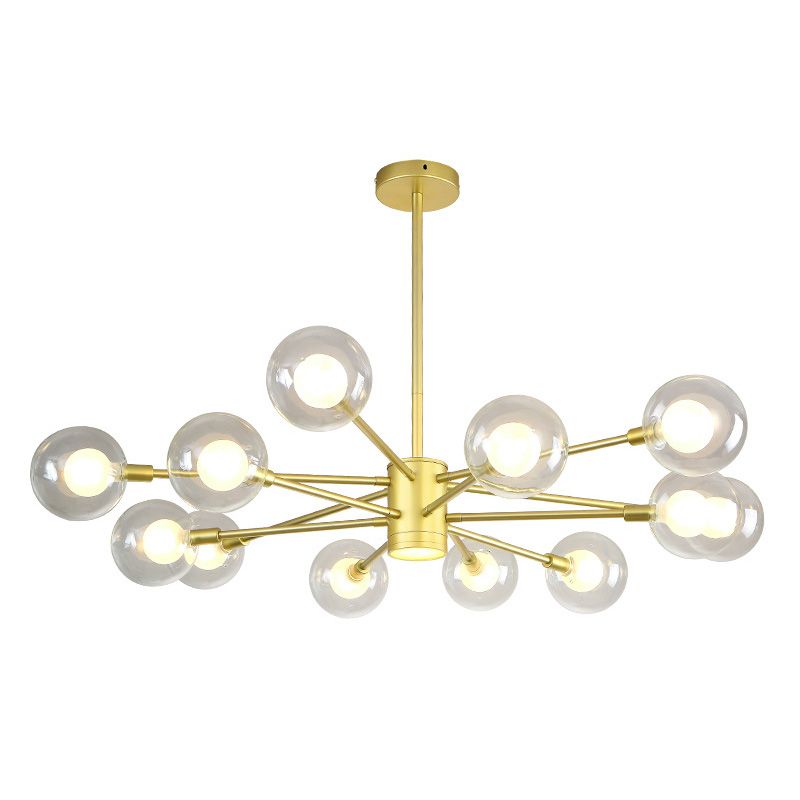 Nordic Style Simplicity Ceiling Pendant with Spotlight Design Transparent Glass Ball Chandelier for Living Room