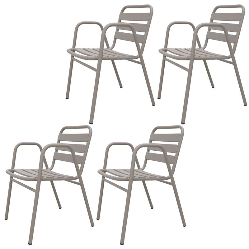 Industrial Armchair Open Back Metal Patio Dining Chair with Arm