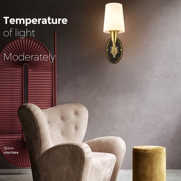 Cone Brass Wall Lamps 1-Light Modern Nordic Wall Mount Lamp for Bedroom