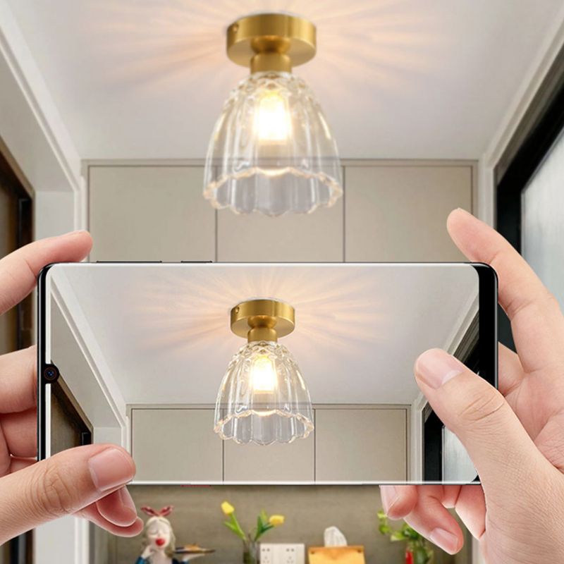 Modern Simple Glass Ceiling Light Bell Shape Ceiling Lamp for Bedroom
