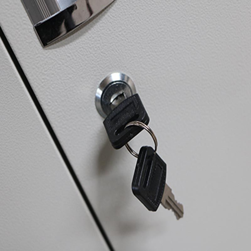 Modern Grey Cabinet with Hinged Doors Metal Storage Cabinet for Bathroom