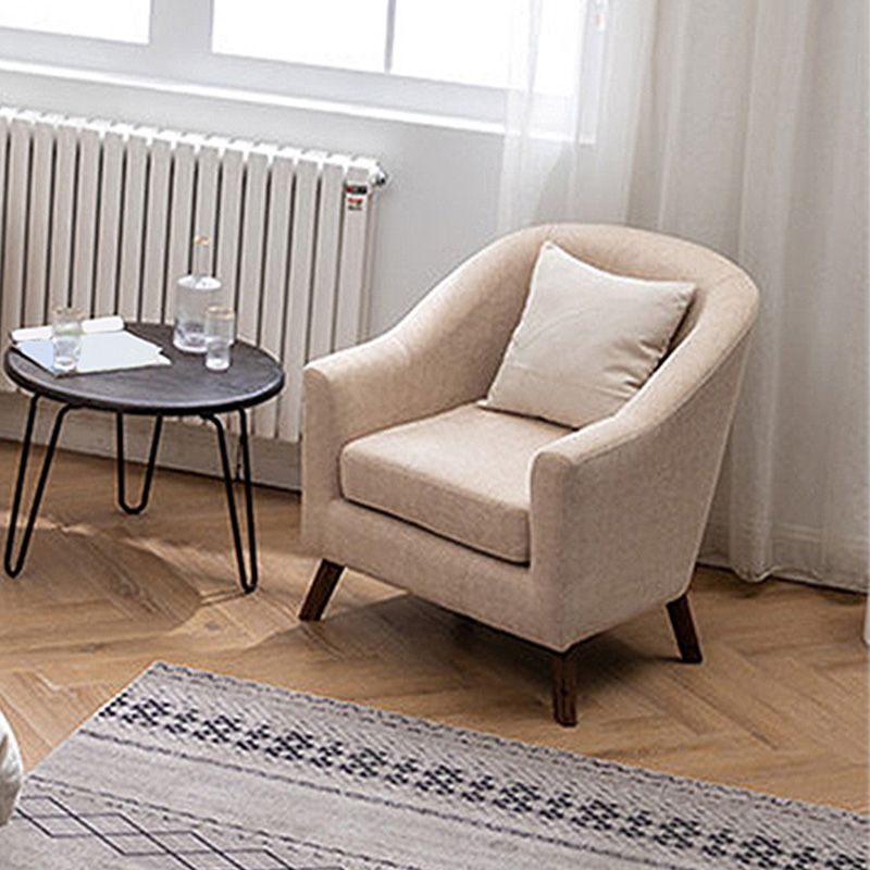 26.77" L x 27.55" W x 32.67" H Linen Barrel Accent Chair Sloped Arms Barrel Chair