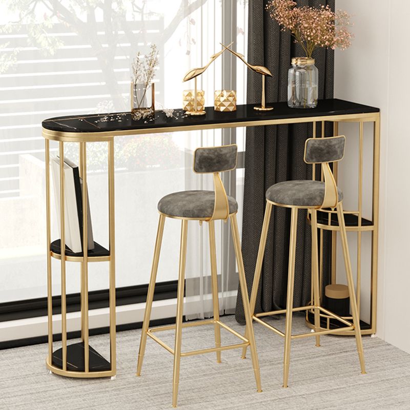 Indoor Oval Pub Dining Set 1/2/3 Pieces Stone and Metal Pub Set with Storage