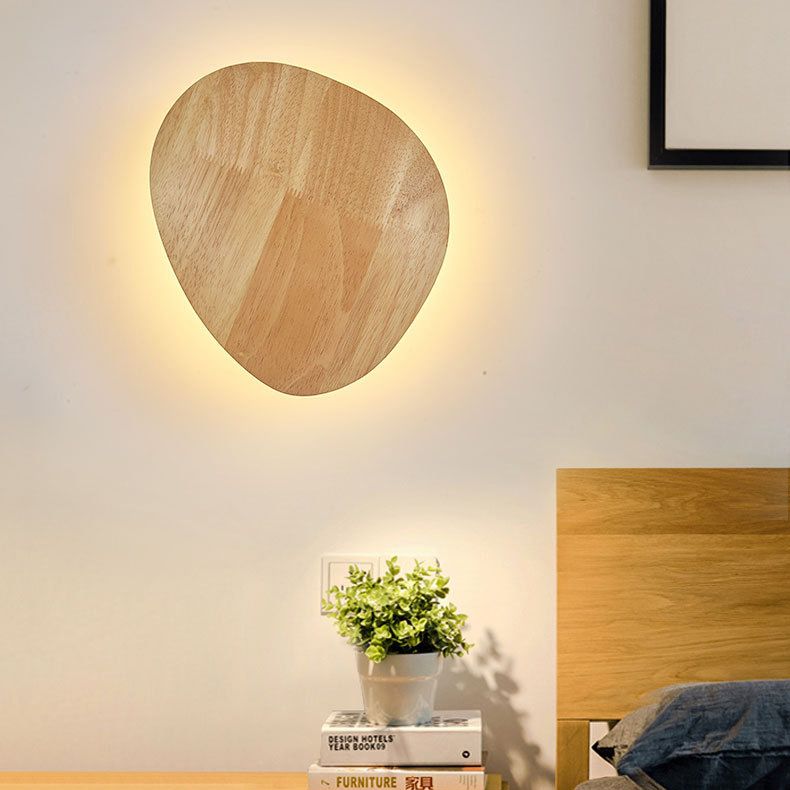 Chinese Style Wooden Wall Lamp Minimalism LED Wall Mount Light for Bedroom Living Room