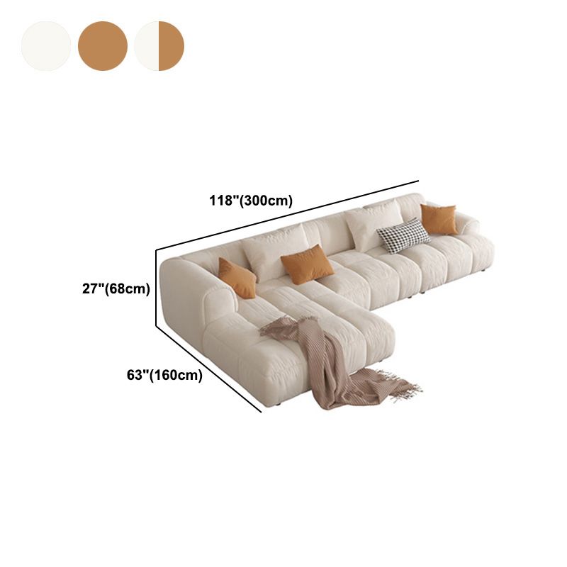 L-Shape Velvet Sectional with Recessed Arm and Pillow Back for Apartment