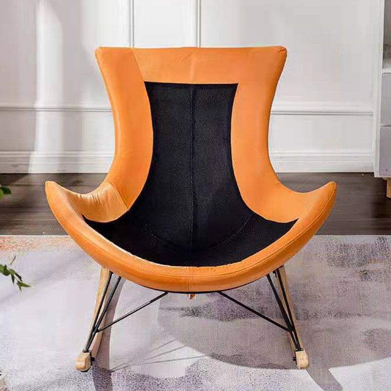 Blue Modern Rocking Chair Upholstered Rocker Chair for Home Decor