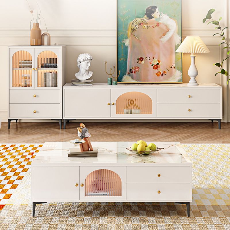 Glam TV Media Console Glass Media Console TV Stand for Living Room