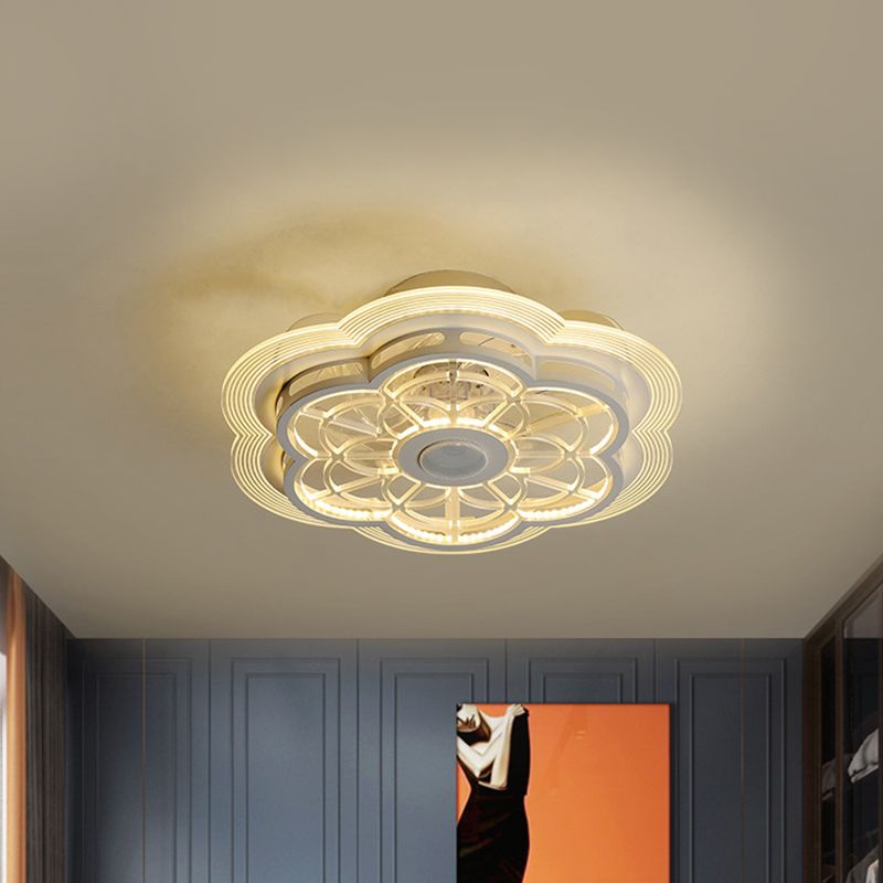Acrylbloemplafondventilator Verlampte Modern 19,5 "W LED Semi Mount Lighting in wit voor slaapkamer