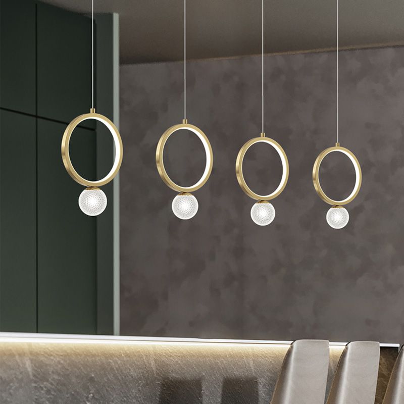 Contemporary Circular Ring Pendant LED Pendant in Golden for Bar Study Room