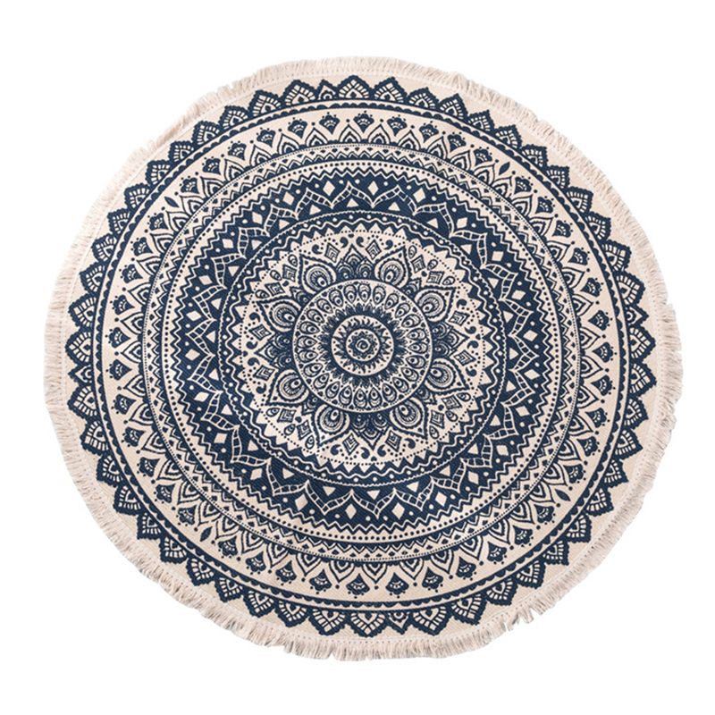 Nostalgia Moroccan Rug Classic Cotton Blend Rug Friendly Washable Carpet with Fringe for Home Decor