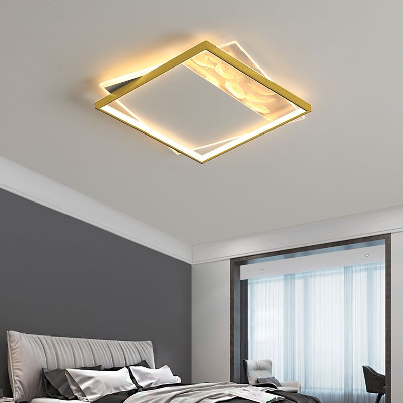 LED géométrique à LED à LED à lutte contre le plafond à la simplicité moderne Plume Plured Fer Flush Mount pour le salon
