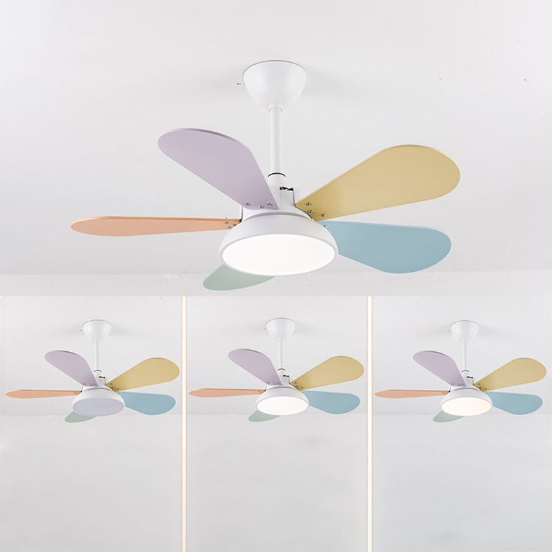 Kids Creative LED Pendant Light Wrought Iron Indoor Fan Chandelier with Acrylic Shade