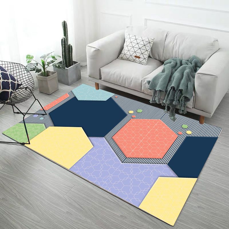 Modern Geometry Rug Polyester Rug Stain Resistant Carpet for Home Decor