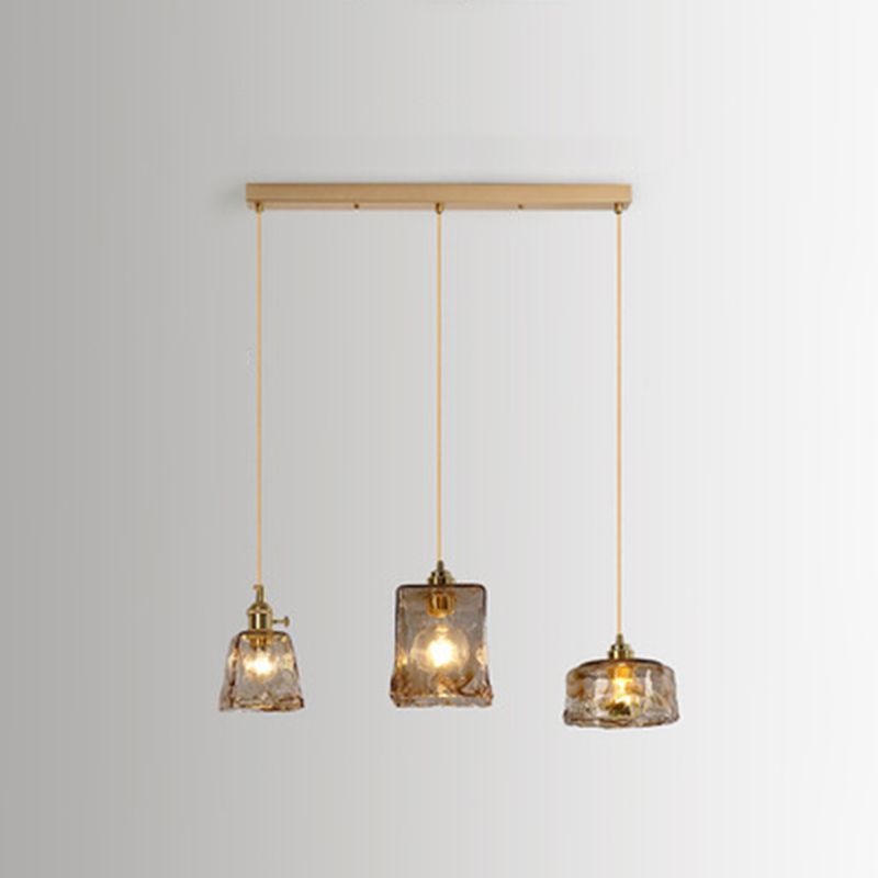 Moderne hanglampverlichting Geometrische hanglamp 3 Lichtglashanglicht in goud