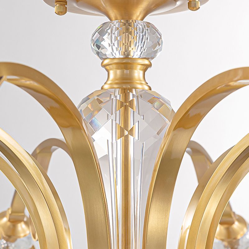 Bell Shape Crystal Flush Light Modern Style Multi Lights Flush Mount Ceiling Light in Gold