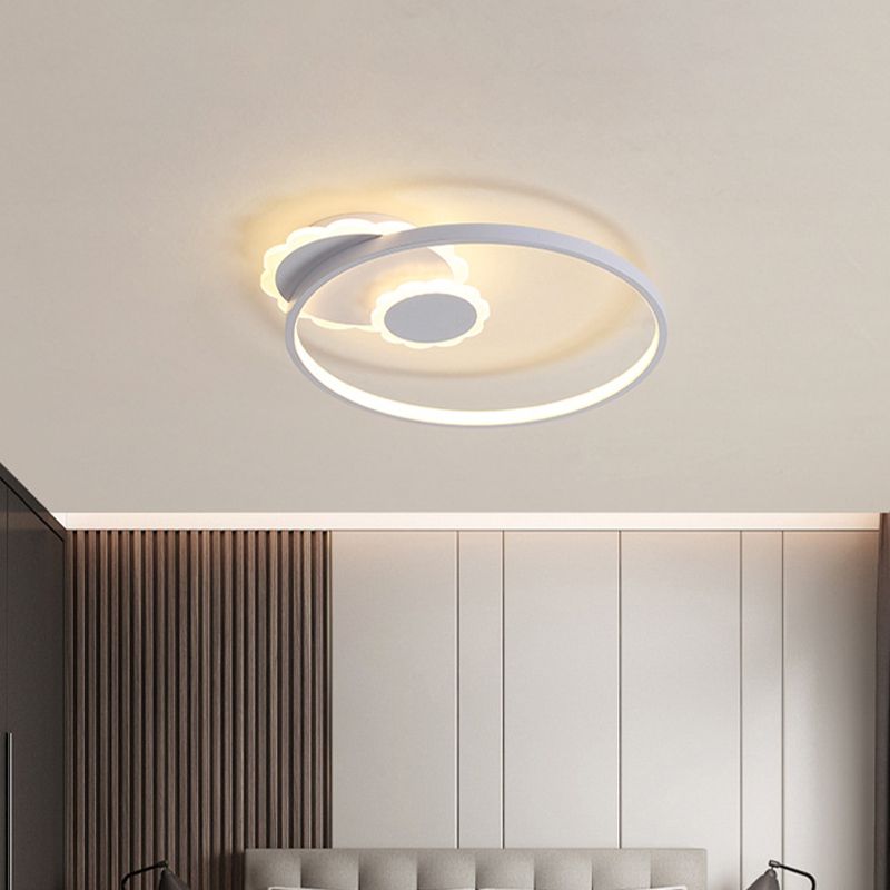 White Round Ceiling Light Modernism LED Acrylic Flush Mount Lamp for Bedroom, Warm/White Light