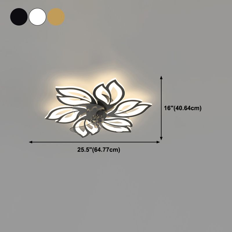Ventola a soffitto in metallo a forma di fiore Stile moderno a 6 luci a soffitto ventilatore