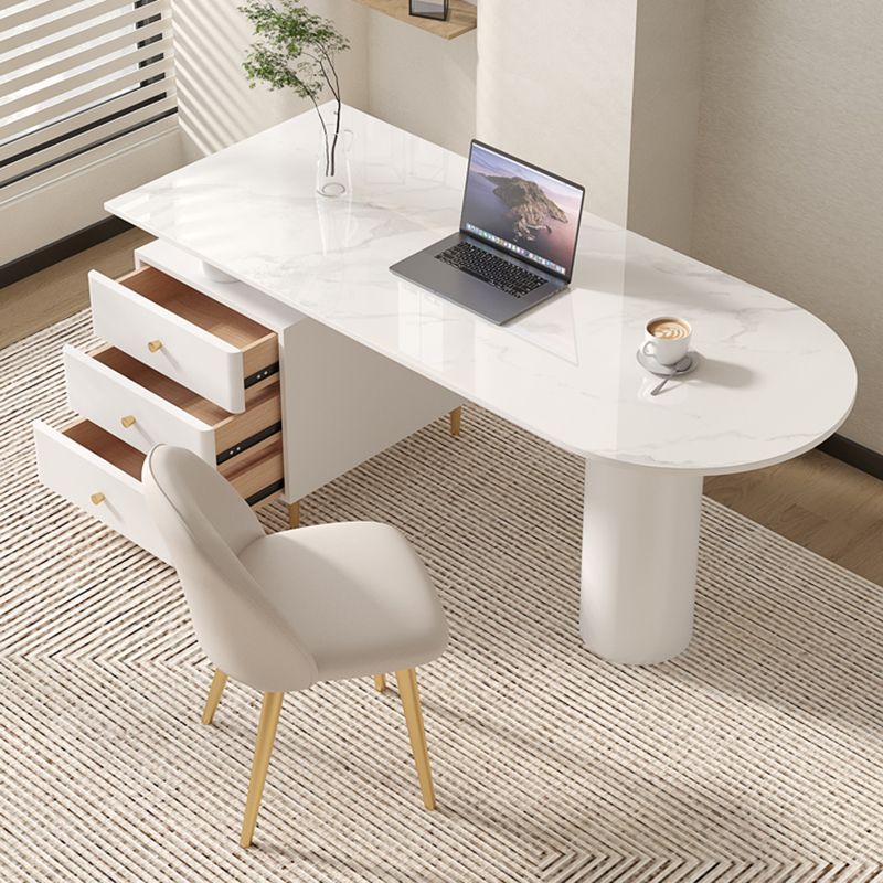 Glam Office Desk Antique Finish Computer Desk with Drawers , 29.53" H