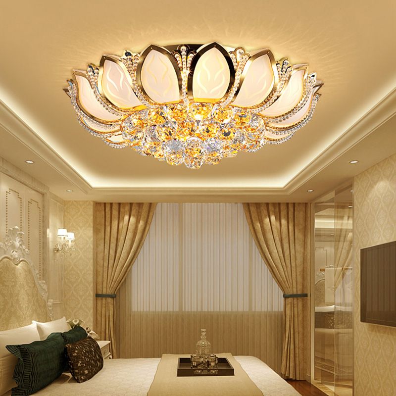 Fleur cristal encastré plafonnier style moderne or encastré luminaire