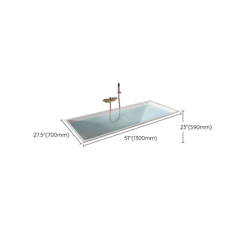 Modern White Embedded Bathtub Acrylic Rectangle with Drain Bath Tub