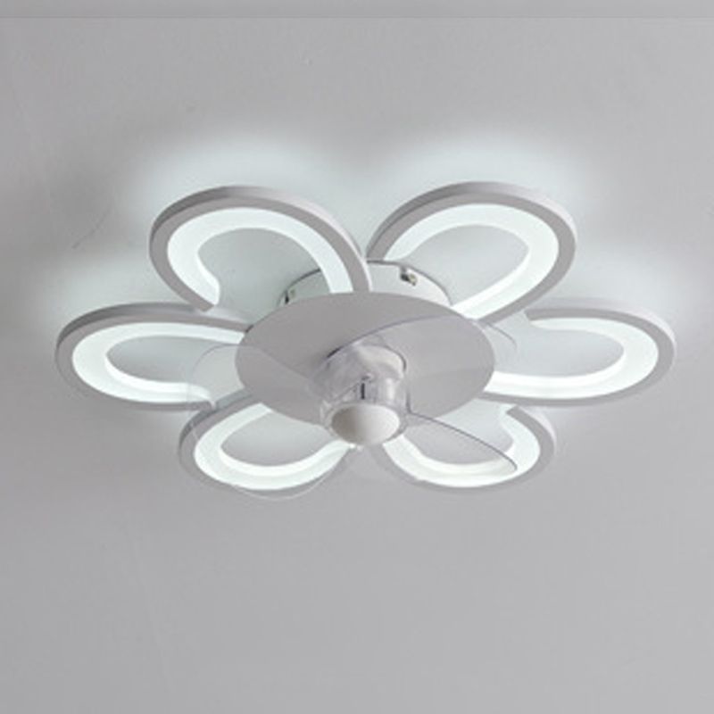 Contemporary Single White Ceiling Fan Lamp LED Acrylic Ceiling Fan Light