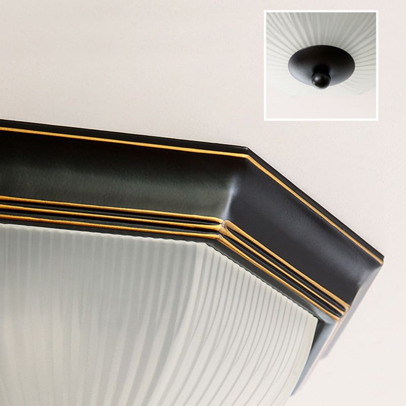 Traditional Dome Flush Ceiling Light Glass Flush Mount Lamp in Black