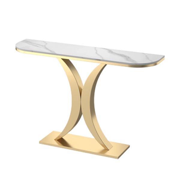 Stone Half Moon Console Table 31.5-inch Tall Accent Table for Hall