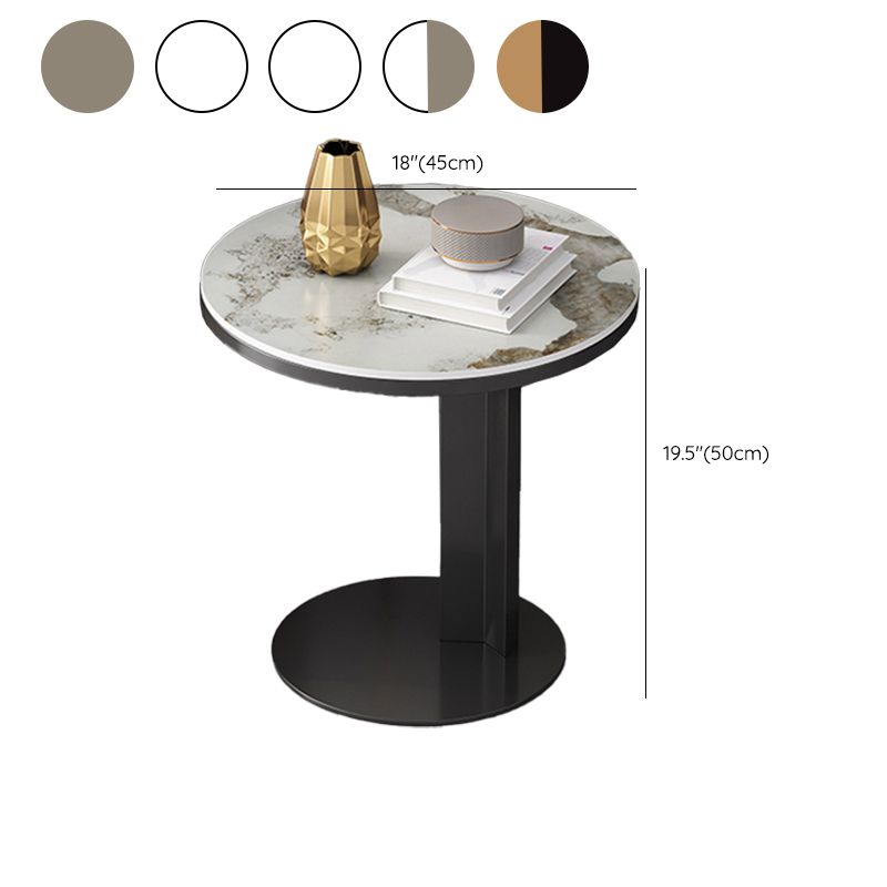 Rustic Sofa Side Accent Table Metal Pedestal Round Living Room Corner Table