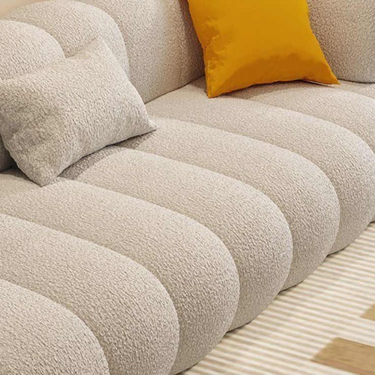 Modern Sewn Pillow Back Sofa Tuxedo Arm Sofa 29.53" H in White Wool
