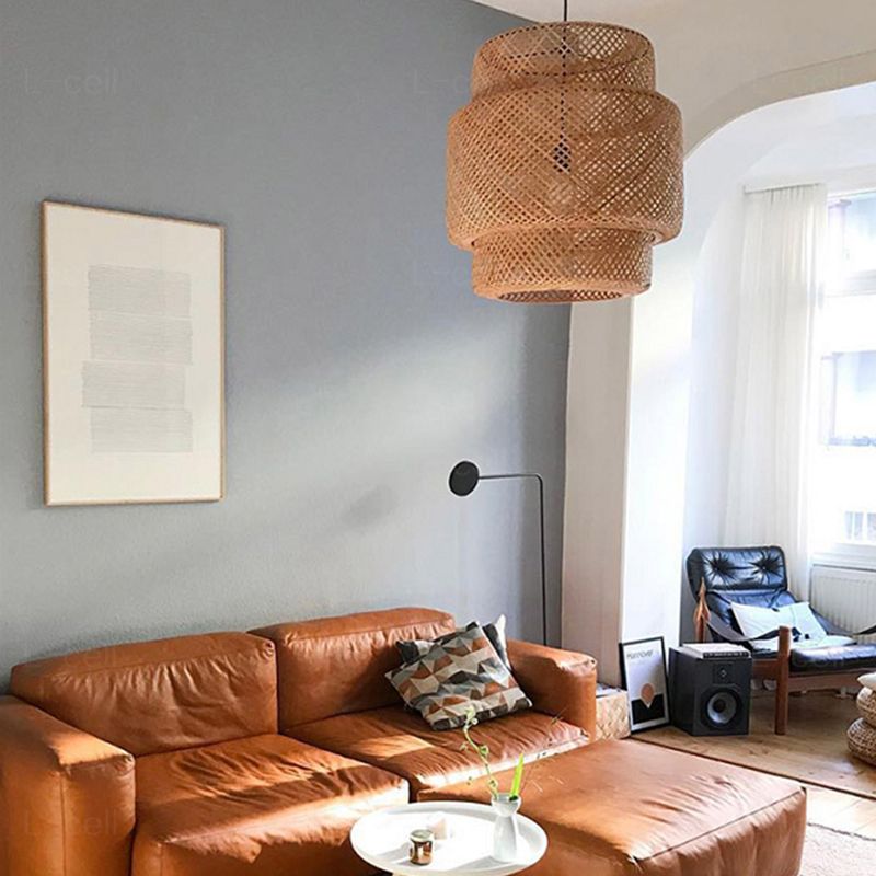 Style moderne en bambou suspendu léger pendant ménage pour chambre à coucher