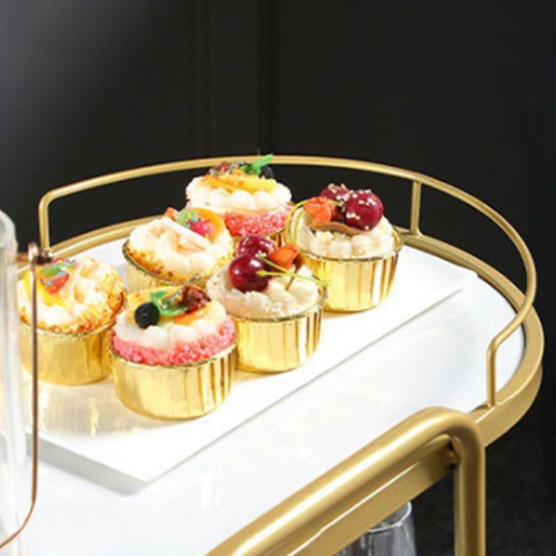 Contemporary Oval Prep Table Rolling Metal Prep Table for Kitchen