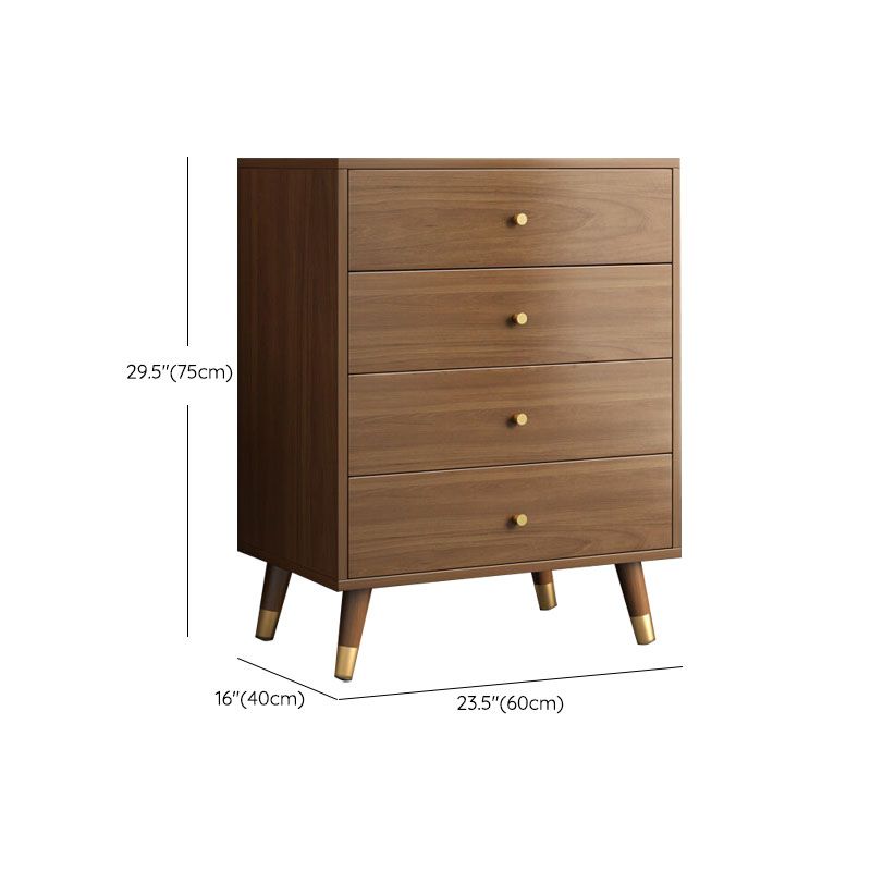 Mid Century Modern Brown Cabinet 23.6" Wide 3/4 - Tier Storage Chest