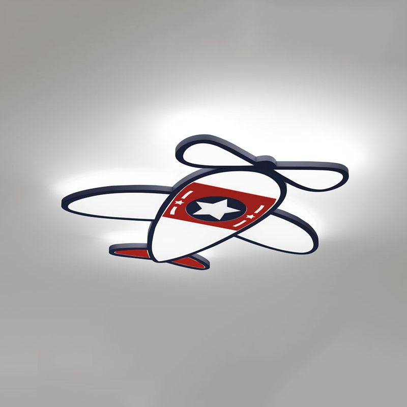 Airplane Metal Cartoon Flush Mount LED 1-Light Flush Light Fixture for Children Bedroom