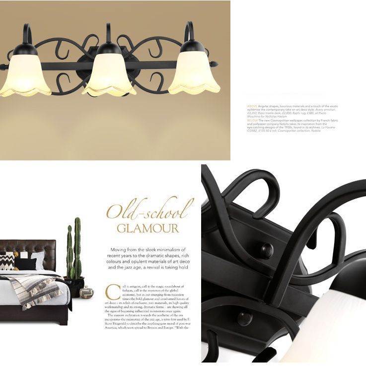 Traditional Style Shaded Wall Mounted Lighting Glass Wall Mounted Light in Black