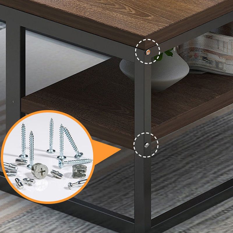 16.54" Tall Contemporary Style Coffee Cocktail Table Metal Frame Coffee Table