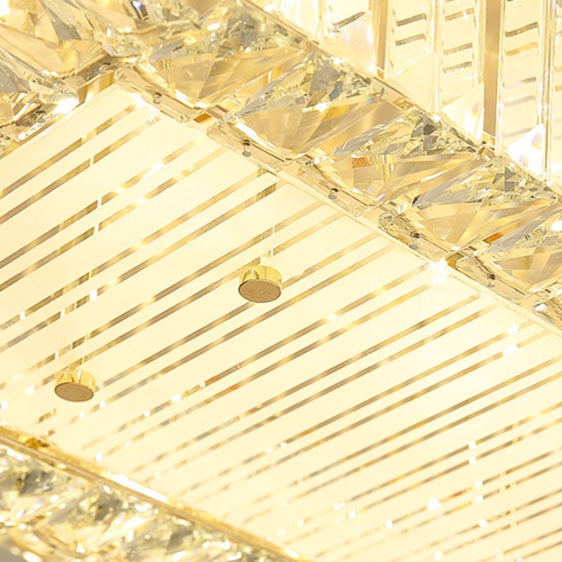 Drum Shape LED Flush Ceiling Lamp Clear Crystal Modern Lighting Fixtures Light for Living Room Dining Room