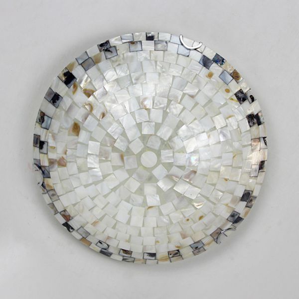 Beige bowl Ciling Light Vintage Mosaic Glass 1 bombilla 12 "/16" /19,5 " Luz de techo de montaje a ras anchas para comedor